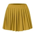 thumbnail image 4 of Adeawade Fall Skirts For Women Solid Color Mini Pleated Skirt For A Line High Waist Flared Skirt With Zipper Stretch Short Skirts Simple Style Elegant Clothes Gold L, 4 of 4