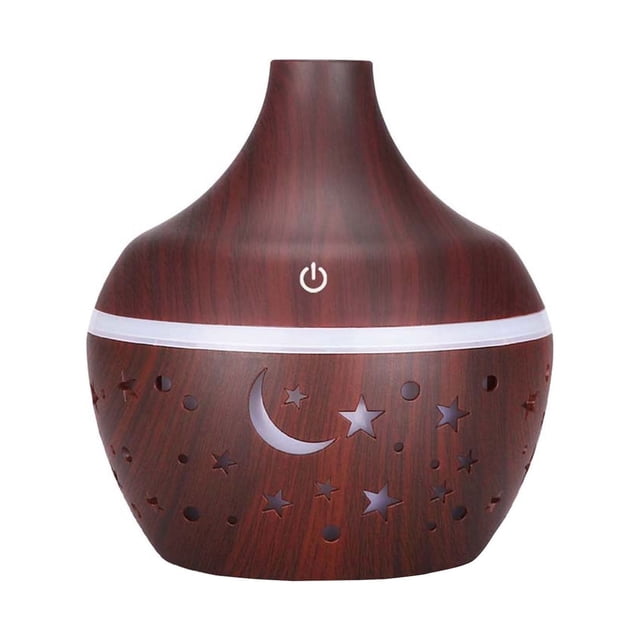 Star Sky Wood Grain Creative Hollow Star Moon Humidifier Colorful Translucent Mini Portable 130Ml Aromatherapy Machine