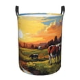 thumbnail image 6 of Lsque Oil Painting Style Pasture Cow pattern Laundry Hamper Basket, Tall Woven Rope Hamper Basket for Clothes, Lightweight Storage Basket, Collapsible Waterproof-Small, 6 of 8