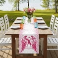 thumbnail image 4 of Table Runners 70 Inches Long Dress Scarves, Pink Ribbon Farmhouse Coffee/Dining/Kitchen Table Decor, Holiday Table Runner, Wings Romantic Love Heart Flowers Vintage 13x70 Inch, 4 of 9