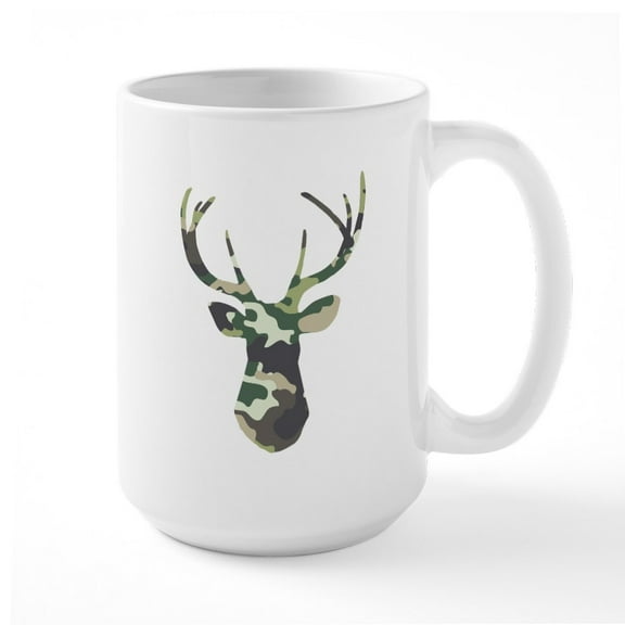 CafePress - Camo Buck - 15 oz Ceramic Large White Novelty Mug