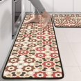 thumbnail image 2 of Kitchen Rugs Sets Of 2,Brown Geometric Flower Diamond Pattern Anti Fatigue Kitchen Mat Rugs Non Slip Washable,Decorative Kitchen Floor Mats for Kitchen,Sink,Laundry,17"x47"+17"x47", 2 of 5