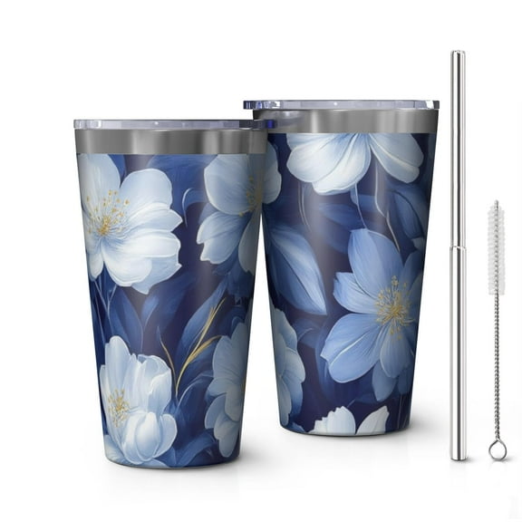 16oz Tumblers Pioneer Flower Stainless Steel Vacuum Insulated Double Wall Travel Tumbler Cups Mug with Lid and Straw,Cleaning Brush for Coffee,Tea