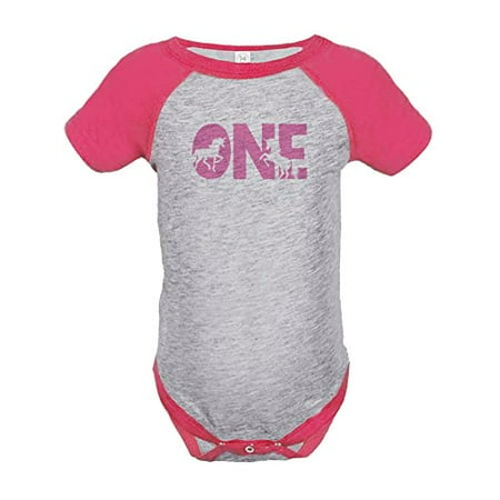 

7 ate 9 Apparel Kids First Birthday Unicorn Onepiece Pink