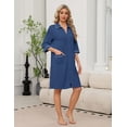 thumbnail image 2 of EKOUAER Zipper Robes for Women 3/4 Sleeve Housecoats Knee Length Bathrobe Lightweight Nightgown with Pockets, 2 of 6