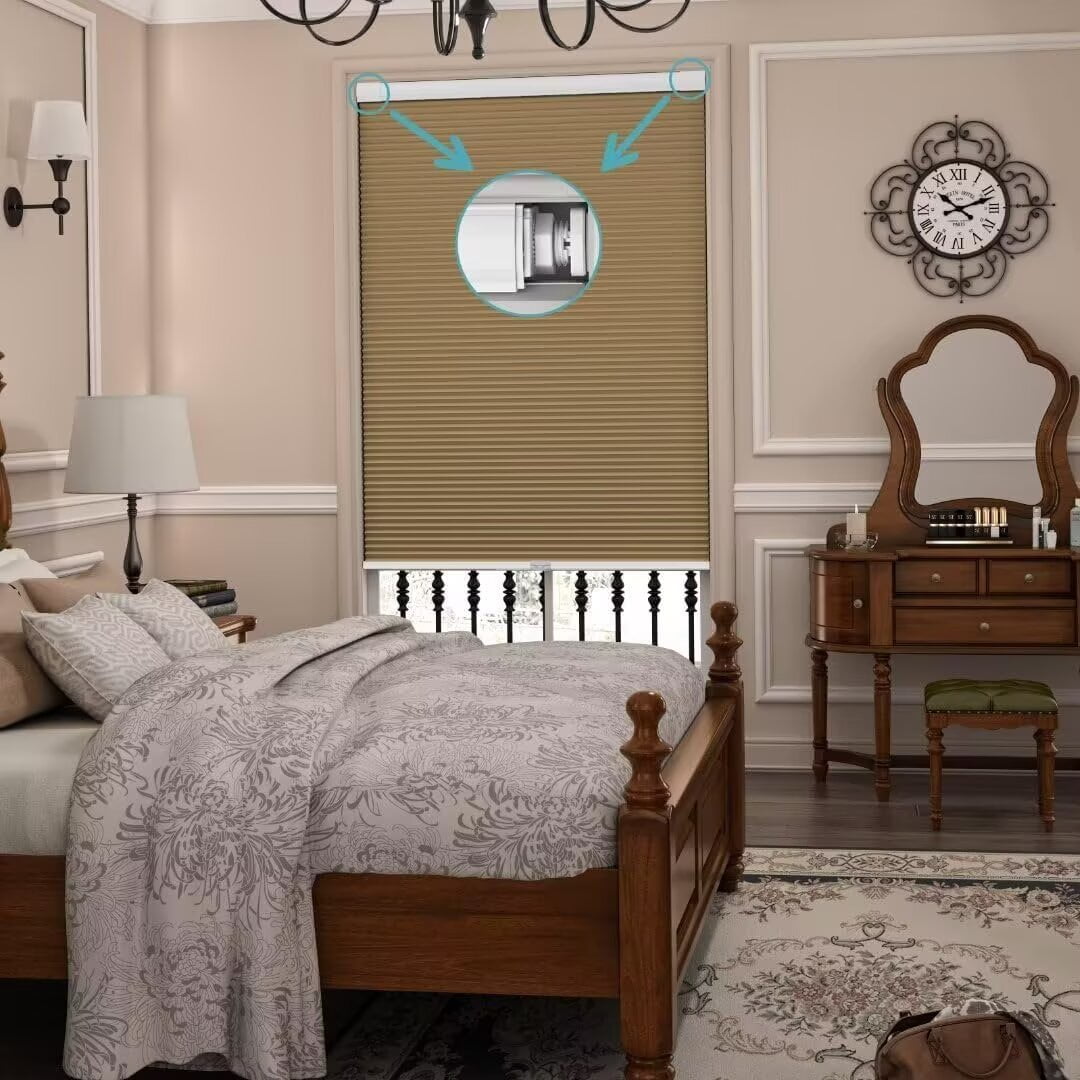 Myshade No Drill Blackout Shades Tension Cordless Cellular Blinds for Indoor Windows No Tools Window Blinds & Shades