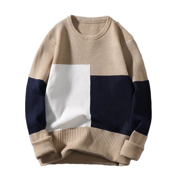 Oversized Sweaters for Men Color Patchwork Sweater Knit Jumper Pullover Printed Long Sleeve Casual Sweaters Tops