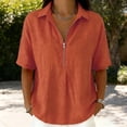 thumbnail image 5 of cfhntfmh Womens Tops Summer Half Sleeve Collared V Neck T-Shirts Zipper Loose Casual Workout Shirts Solid Color Clothes, 5 of 6