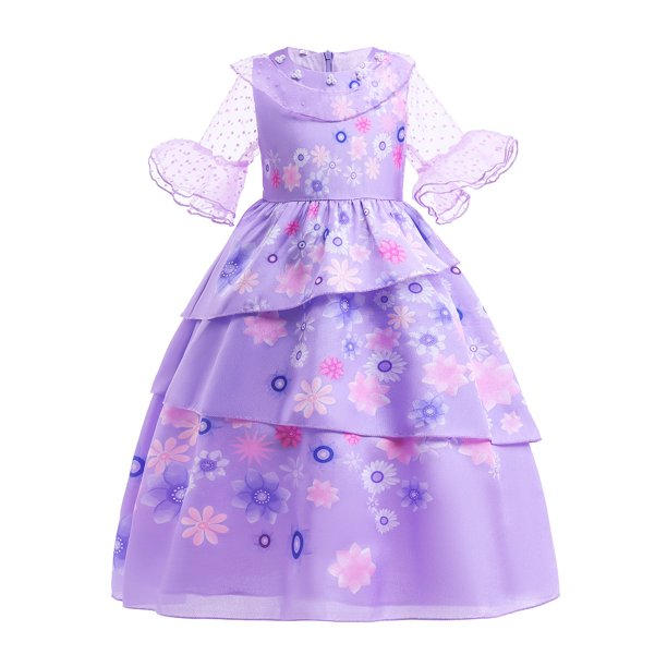 CQDY Isabella Costume Dress For Girls Encanto Costume Purple Flower