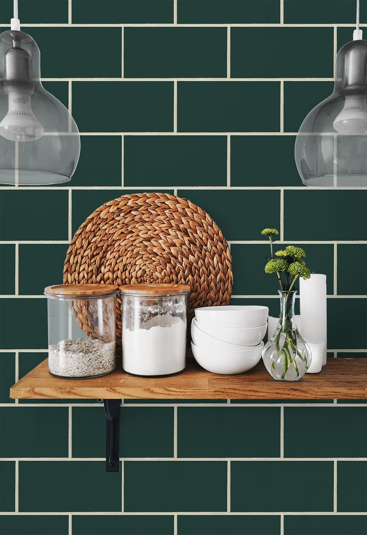 NextWall Retro Subway Tile Peel and Stick Wallpaper