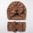thumbnail image 4 of AJGRHE Cozy Winter Kids Hat And Bow Headband For And Toddlers Soft Warm Lined Cap With Cute Bow Design 2 Piece For Autumn And Winter Coffee 0-36 Months, 4 of 4