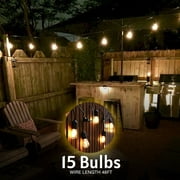 Outdoor String Lights LED Weatherproof Patio Warm White 48 Feet