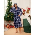 thumbnail image 3 of VULCANODON Mens Robe with Hood, Fleece Bathrobe Plush Robes for Men（Dark Blue，Small-Medium）, 3 of 5
