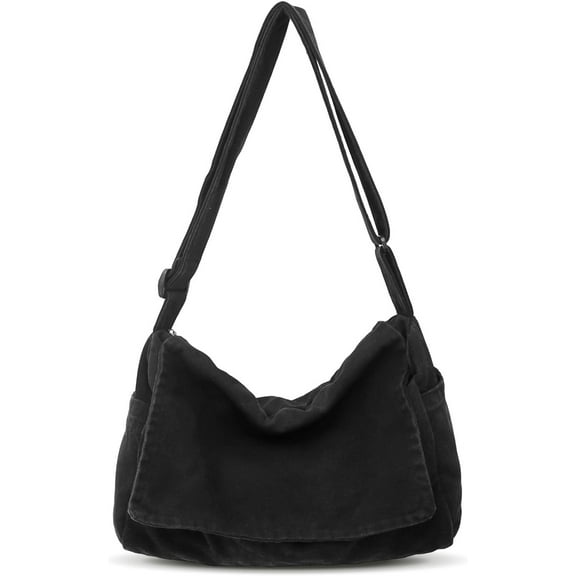 Canvas Messenger Bag for Women Men,Large Crossbody Tote Bag Casual Sling Shoulder for College Work Daily