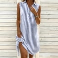 thumbnail image 2 of Sentmoon Prom Dress Fitted Dress Summer 2026 Striped Print Sleeveless Lapel Regular Fit Party Dresses for Women for Night Out and Club S-XXL, 2 of 10