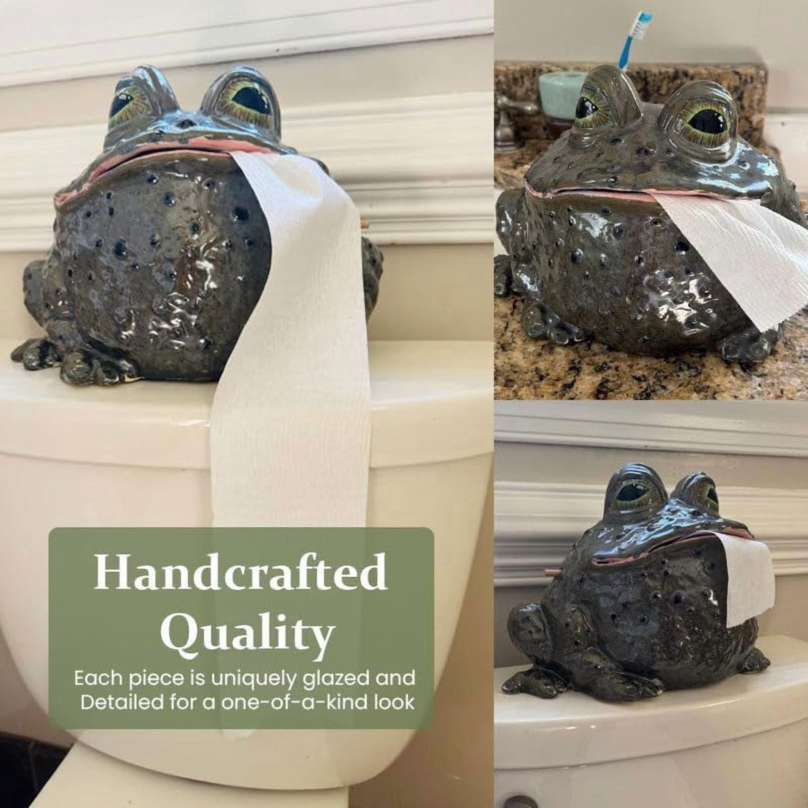 Whimsical Toad Tissue Box Cover & Funny Toad Tissue Holder, Funny Frog-Shaped Tissue Holder for Bathroom Decor, Resin Frog Toilet Paper Holder (1 or 2 Pack)
