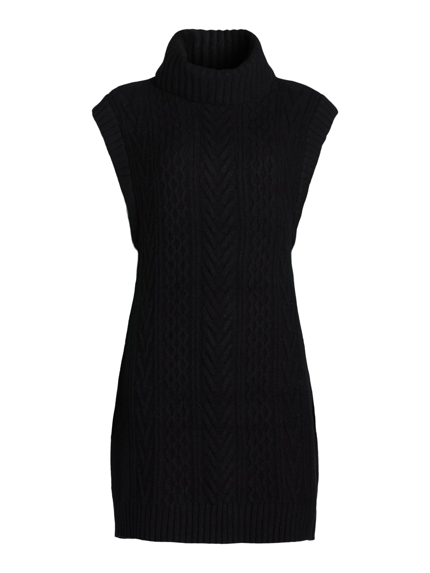 Free Assembly Woman's and Women's Plus Sleeveless Cable Knit Mini Sweater Dress, Sizes XS-4X