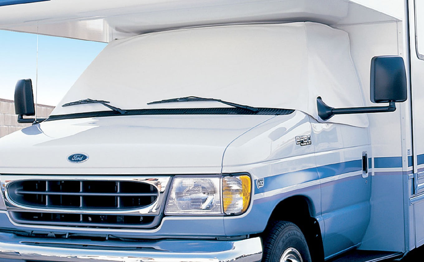 RV Motorhome with Mirror Cutouts ADCO 2407 White Class C Ford 1997-2008 Windshield Cover 