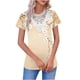 thumbnail image 1 of V Cuello Manga Corta Tops para las Mujeres Casual Botón Impresión Blusa de la Moda de Verano Tee, Ligero Mujer de Verano Tops, 1 of 5