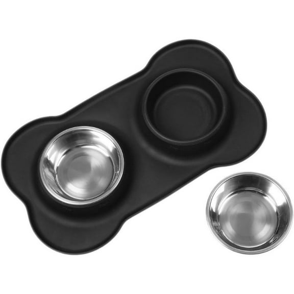 Stainless Steel Dog Bowls with Non-Slip Silicone Mat β 24oz/48oz No Spill Pet Food & Water Bowls Set β Double Feeder for Small, Medium, Large Dogs, Cats, Puppies β Easy Clean, Durable, BPA-Free