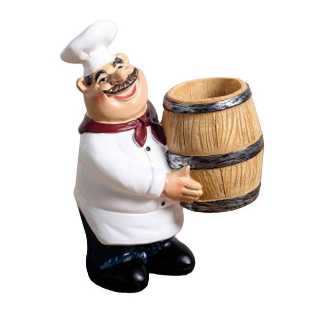 Ltdhehe Chef Decorations Home Decorations Resin Crafts Chef Toothpick Tube Business Card Restaurant Decorations