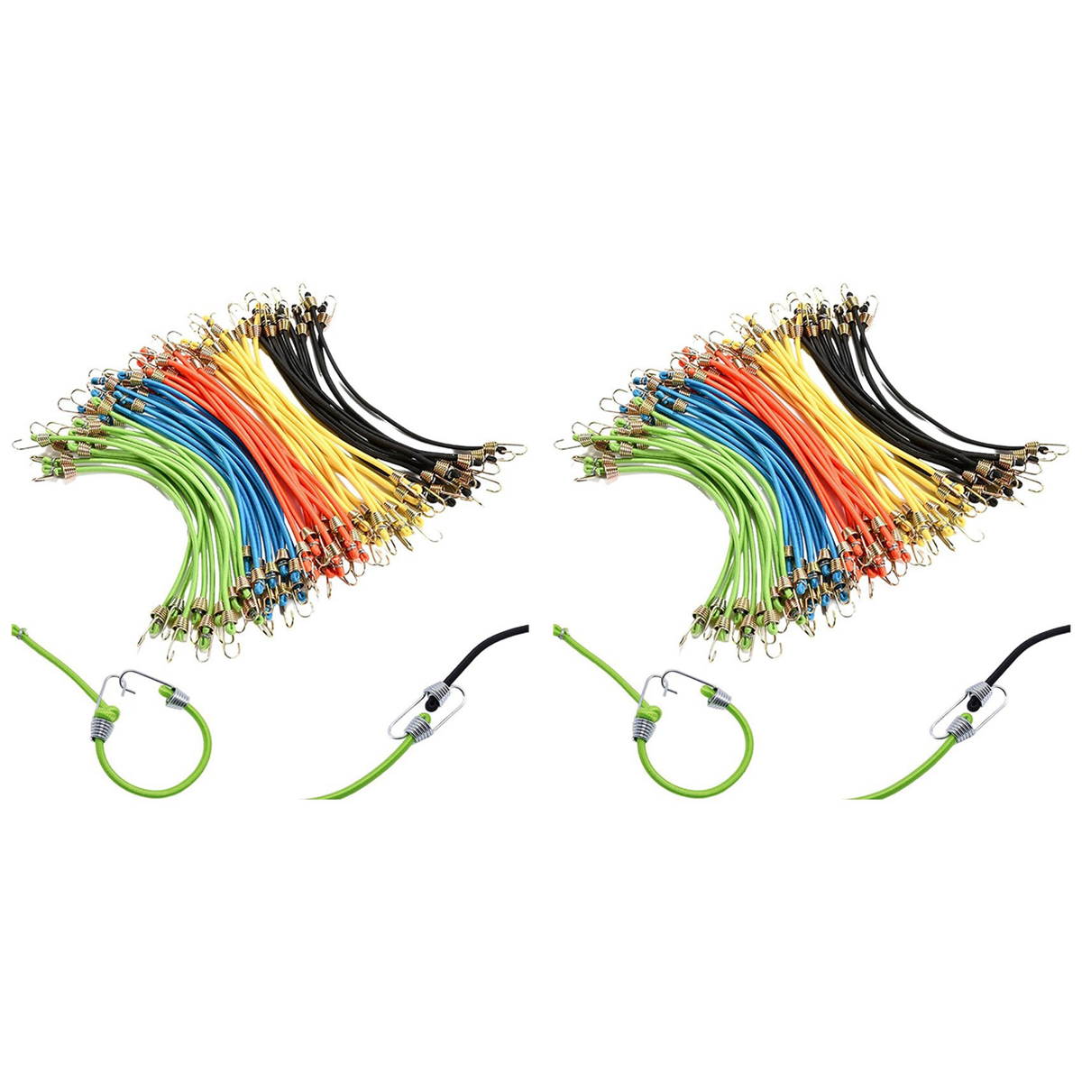 12-Pack Mini Bungee Cords With Hooks – 10" Adjustable Heavy Duty Elastic Straps For Luggage, Roof Racks, Tents & Cargo