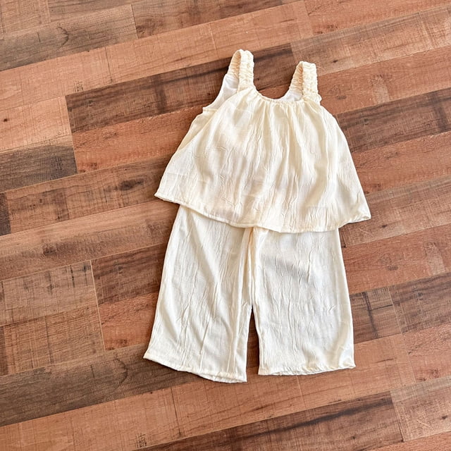 Conjuntos de chaleco con estilo para niña, Top sin mangas con tirantes con volantes y pantalones de pierna ancha, trajes de camisola para niño, 2 uds.