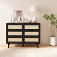thumbnail image 3 of LAZZO 6-Drawer Rattan Dresser, Modern Chest of Drawers, Wooden Storage Organizer for Bedroom, Living Room & Hallway, Black, 3 of 8