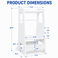thumbnail image 5 of KGAR Toddler Kitchen Step Stool, Adjustable Height Kids Kitchen Helper Stool, Engineered Wood with Safety Rails and Anti-Tip Base, White, 5 of 5