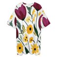 thumbnail image 3 of Purple Tulips Yellow Flowers Bloom Sleepshirts For Sleeping Travels Loose Sleepdress Pajama Dress Soft Nightdress Sleepwear, 3 of 7