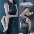 thumbnail image 3 of Lencería sexy perspectiva femenina cheongsam clásico tirantes tentación noche tienda dividida uniforme, 3 of 5