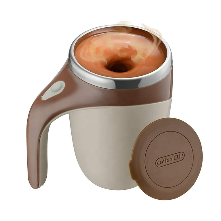 400ml Stainless Steel Electric Self Stirring Coffee Cup Chocolate Milk  Mixer Mixing Watter Magnetic Mug with Cover (Bettery Not Included) 