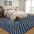 thumbnail image 2 of Hasoo Modern Washable Area Rug 8' x 10' Rug for Dining Room Indoor Striped Geometrical Carpet, Blue, 2 of 7