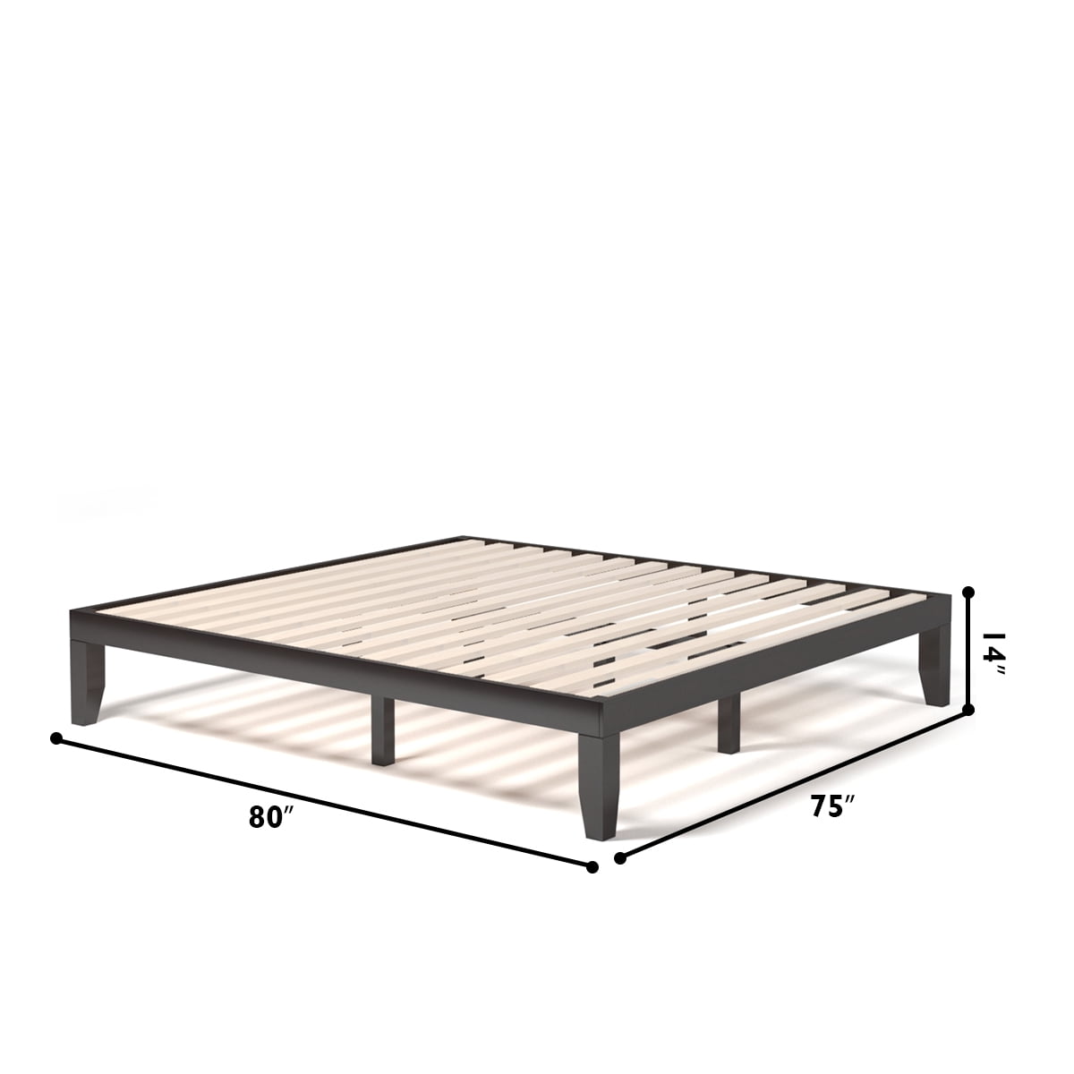 Costway King Size 14'' Wooden Bed Frame Mattress Platform Wood Slats Support  Espresso