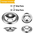thumbnail image 2 of Beaquicy W10196405 & W10196406 Gas Stove Burner Covers Chorme Range Drip Pans Set for Whirlpool Roper Electric Range Stovetop Burner, 2 of 8
