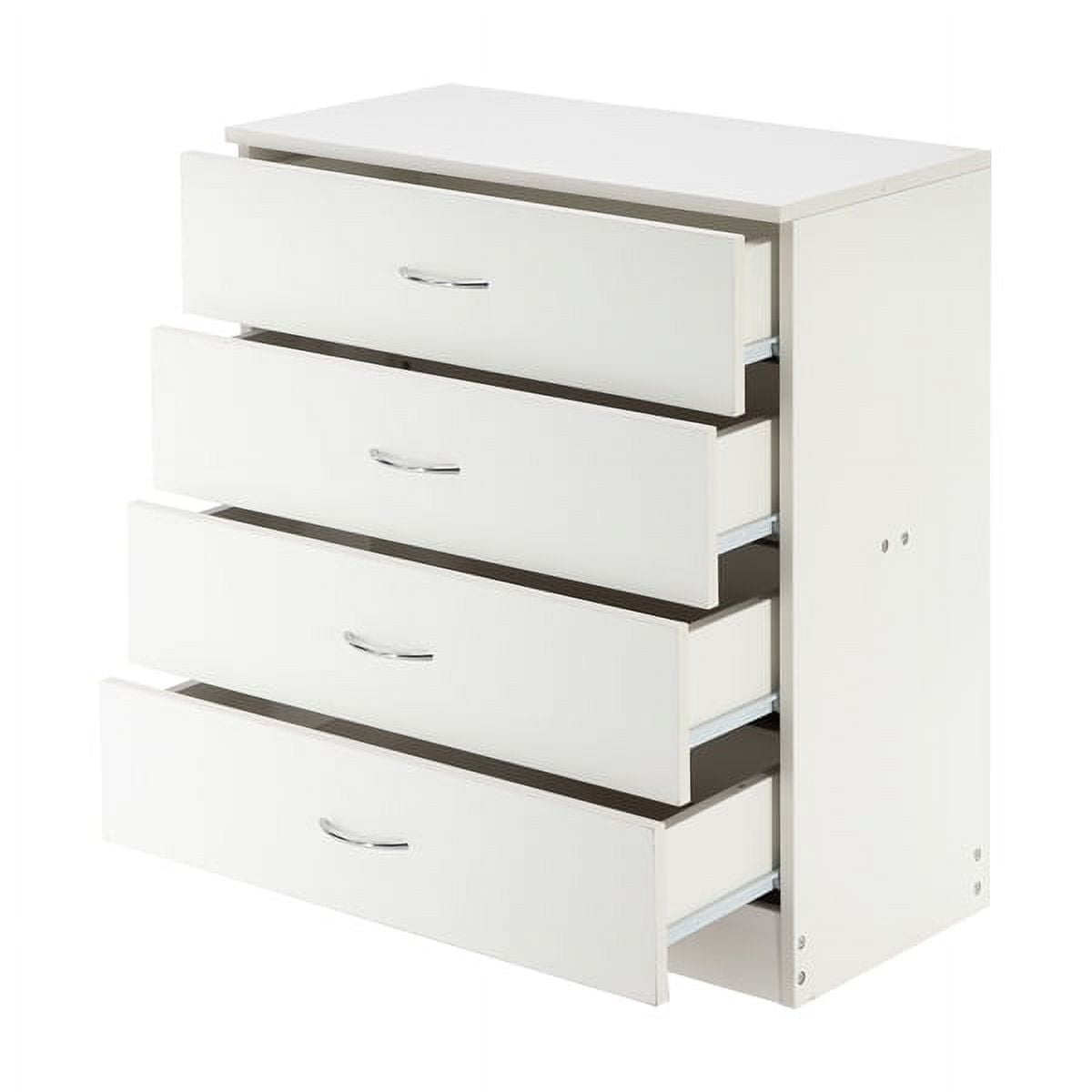 YDLW 4 Drawer Dresser for Bedroom, White Wooden Chest of Drawers, Modern 4 Drawer Chest Storage Dresser for Closet, Living Room, Hallway