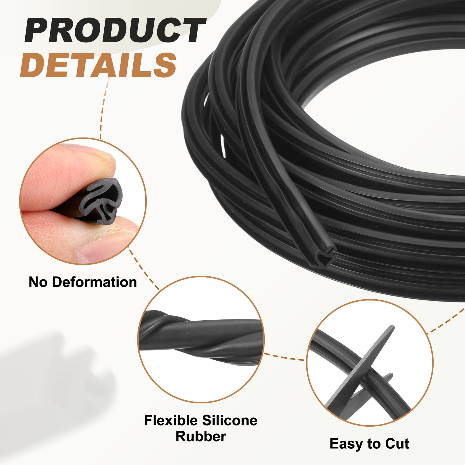 Uxcell Kerf Weather Stripping Seal Strip (32.8ft x 5/16") - PO Shape Kerf Noise Reduction Rubber Flange Window Weatherstrip Seal for Door Frame Windows Card Slot, Black
