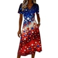 thumbnail image 4 of 4th Of July Dress Women 2025 Independence Day Print Dress Summer Cocktail A-Line Swing Dress, 4 of 5