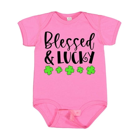 

Inktastic Blessed and Lucky 4 Leaf Clovers St. Patrick s Day Gift Baby Boy or Baby Girl Bodysuit