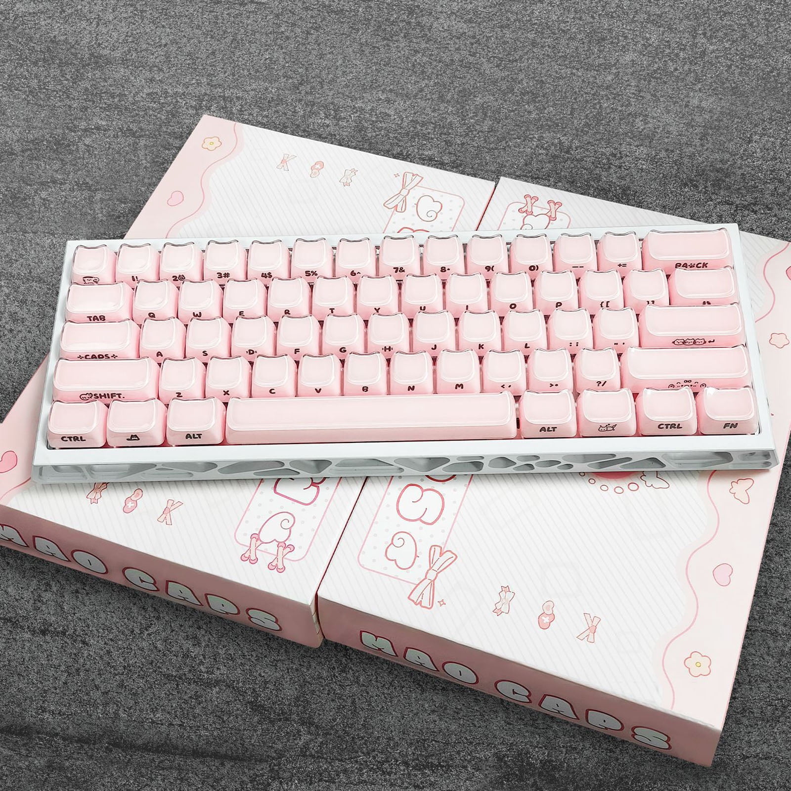 MAO Ergonomic Profile 119 Key Keycap Set In Frosted Jelly Finish With Side Printed Characters For Gaming Keyboards