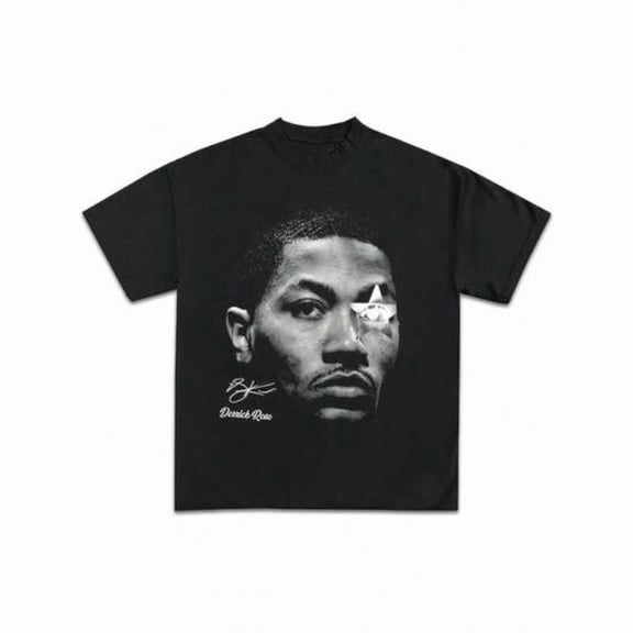 【New Arrival】Derrick Rose Graphic T Shirt Men Vintage Basketball Star Portrait Print Oversized Streetwear Hip Hop Casual Cotton Short Sleeve Tees Tops