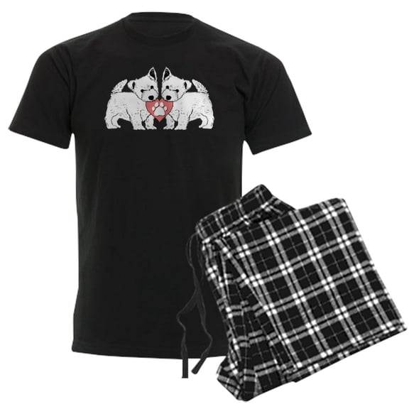 CafePress - Westie Love Men's Dark Pajamas - Men's Dark Loose Fit Cotton Pajama Set