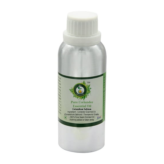 R V Essential Pure Coriander Essential Oil 300ml (10oz)- Coriandrum Sativum (100% Pure and Natural Steam Distilled)