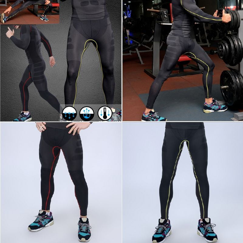 Mens Athletic Pants Compression Running Training Base Layers Under Skin Sports Tights Bottom by