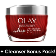 Olay Regenerist Whip Face Moisturizer SPF 25, 1.7 oz + Daily Facial Dry Cleansing Cloths, 7 ct