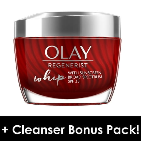 Olay Regenerist Whip Face Moisturizer SPF 25, 1.7 oz + Daily Facial Dry Cleansing Cloths, 7