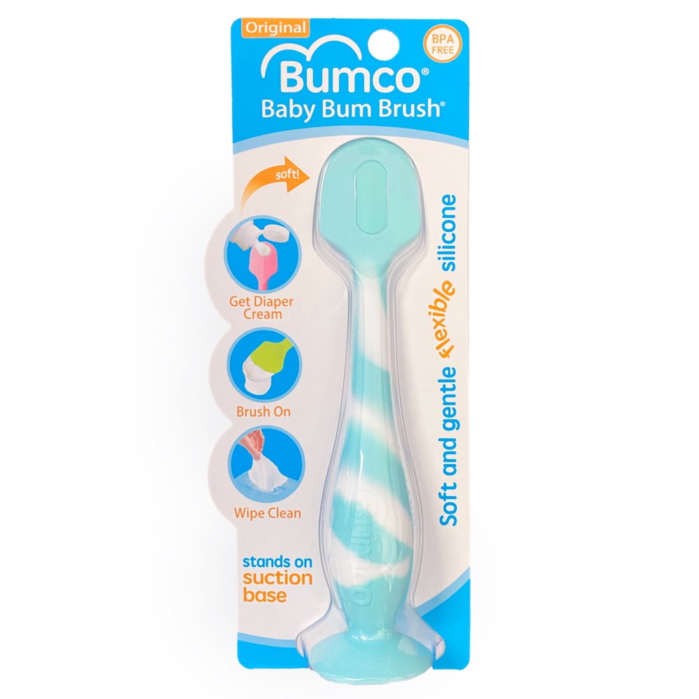Baby Bum Brush, Original Diaper Rash Cream Applicator, Soft Flexible Silicone, Unique Gift [Aqua