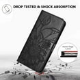 thumbnail image 3 of Wallet Phone Case for iPhone 16 Pro,Emboss Sunflower Design,PU Leather Flip Folding Kickstand,With Card Slots,Magnetic Closure Shockproof Protective Folio Wallet Phone Case,Black, 3 of 6
