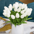thumbnail image 4 of 150Pcs Artificial Tulips Flowers Real Touch Tulips Fake  PU Tulip Bouquet Latex Flower White Tulip(White), 4 of 7