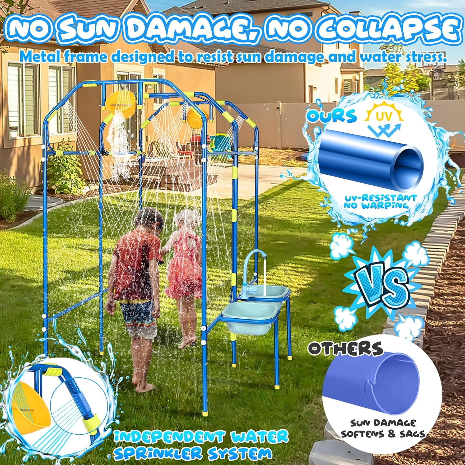 Water Park Sprinkler Toy Backyard With Dump Buckets & Spinning Nozzles ...